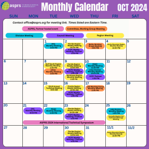 ASPRS Meeting/Event Calendar for October 2024